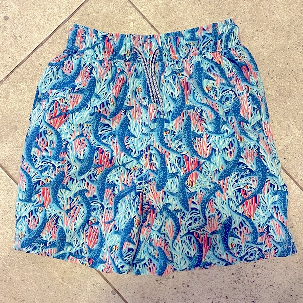 Peter Millar Ocean Print Boys Swim Trunks
